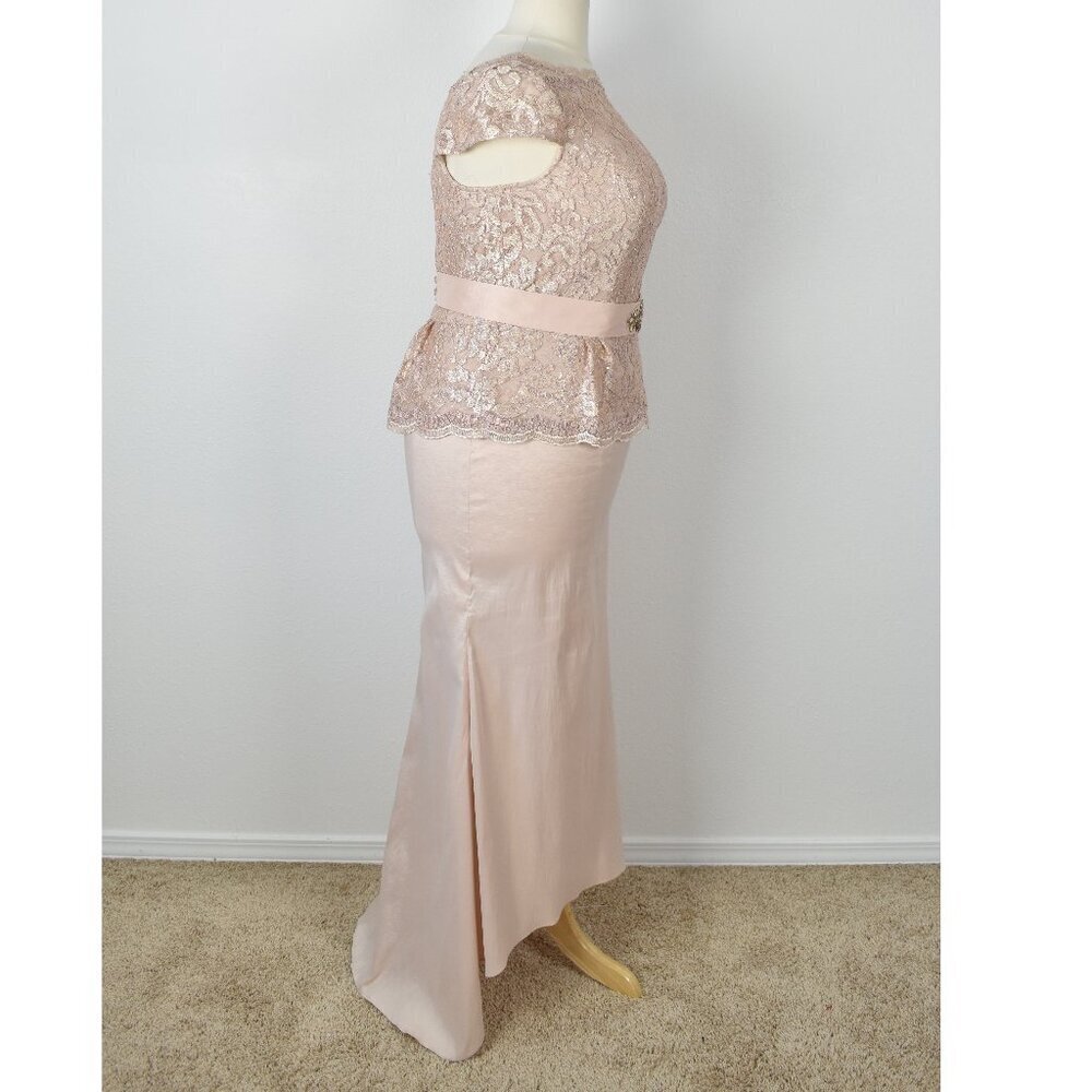 Ignite Evenings Cap Sleeve Sequin Lace Mock Two Piece Dress - 18 - Picture 8 of 9
